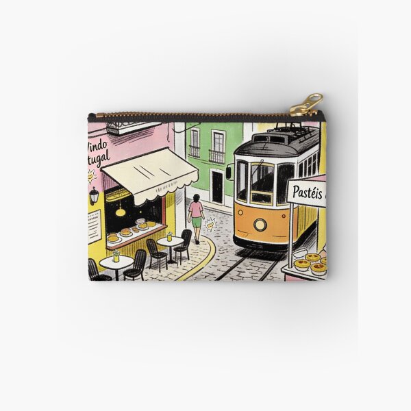 Item preview, Portugal Travel Illustration Lisbon Tram Street Pastel City Architecture Portuguese Food Artwork European Vacation Design designed and sold by Kzara Visual.