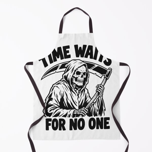 Item preview, Grim Reaper with Weathered Face and Scythe with Time Waits for No One Text designed and sold by MisteryDesigner.