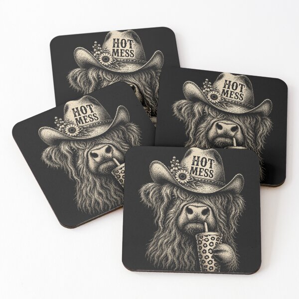 Item preview, Hot Mess Highland Cow Drinking Boba Funny Western Farm Animal designed and sold by DaphoLatara.