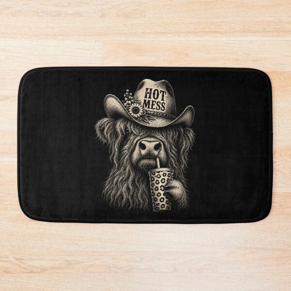 Item preview, Hot Mess Highland Cow Drinking Boba Funny Western Farm Animal designed and sold by DaphoLatara.