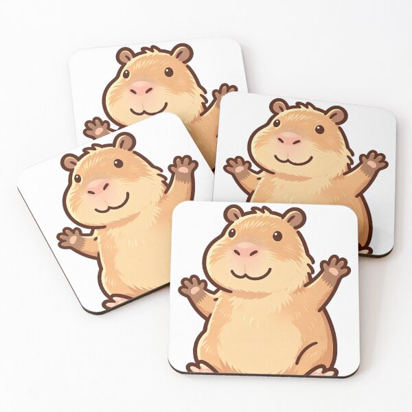 Item preview, Cute Happy Capybara Waving Hello – Friendly Cartoon Art designed and sold by Stonealone44.