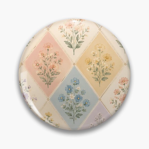 Item preview, Vintage Floral Diamond Pattern | Cottagecore Botanical Wallpaper | Soft Pastel Seamless Pattern designed and sold by Art Fly.