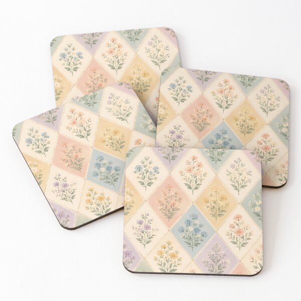 Item preview, Vintage Floral Diamond Pattern | Cottagecore Botanical Wallpaper | Soft Pastel Seamless Pattern designed and sold by Art Fly.