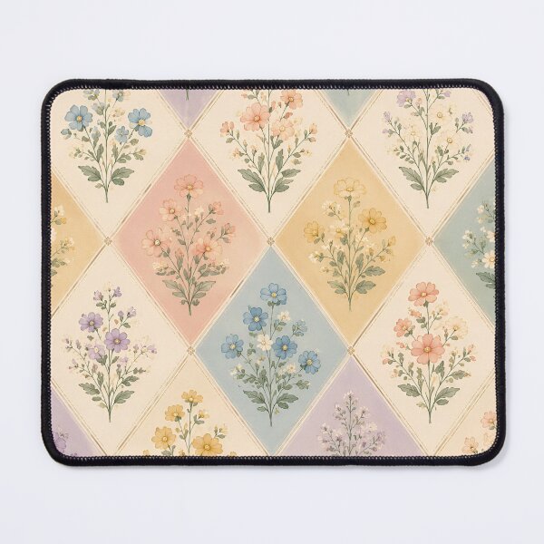 Item preview, Vintage Floral Diamond Pattern | Cottagecore Botanical Wallpaper | Soft Pastel Seamless Pattern designed and sold by Mavie Bloom.