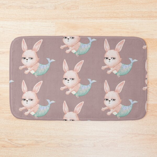 Item preview, Grumpy Bunny Mermaid Sticker | Cute Kawaii Watercolor Rabbit Mermaid designed and sold by SaitonG.