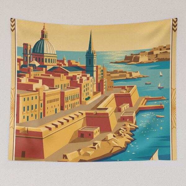 Item preview, Valletta Malta Vintage Travel Poster designed and sold by Bomax121.