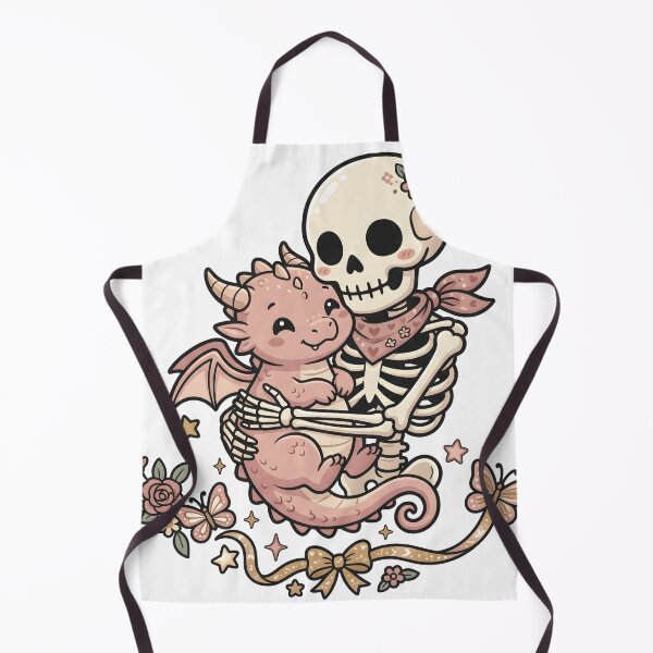 Item preview, Skeleton with Flower on Skull Hugging Cute Baby Dragon with Butterflies and Roses designed and sold by MisteryDesigner.