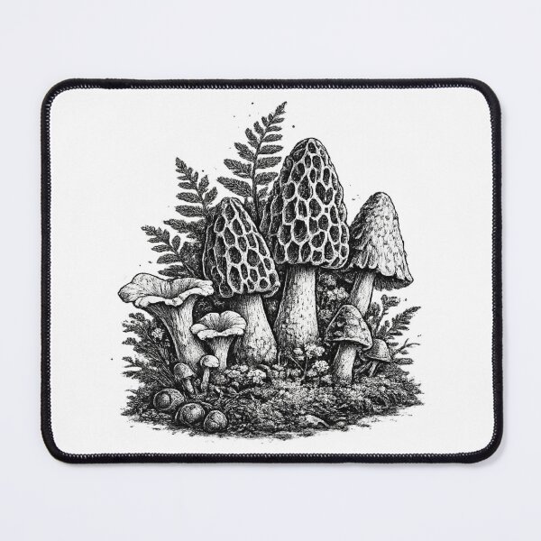 Item preview, Vintage forest mushrooms linocut designed and sold by HandicraftArt.