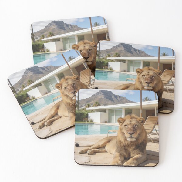 Item preview, Lion Photography Luxury Pool House Modern Architecture Summer Vacation Wildlife Travel Photo Tropical Lifestyle Design designed and sold by Kzara Visual.
