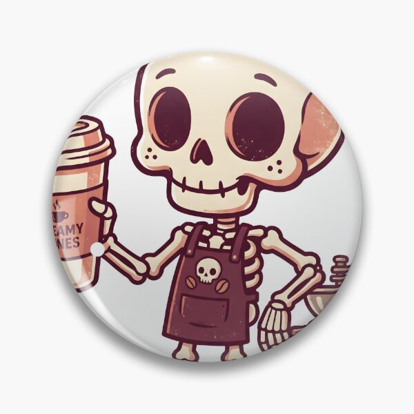Item preview, Skeleton Barista Wearing Apron Holding Steamy Bones Coffee Cup  designed and sold by MisteryDesigner.