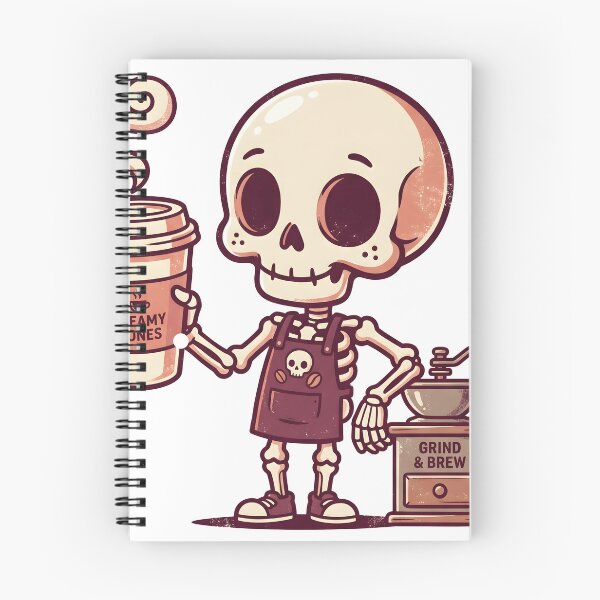 Item preview, Skeleton Barista Wearing Apron Holding Steamy Bones Coffee Cup  designed and sold by MisteryDesigner.