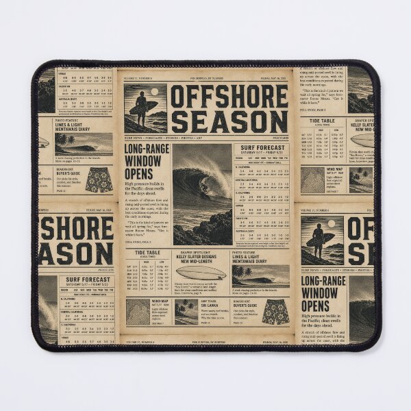 Item preview, Offshore Season Vintage Surf Zine Newspaper Print Art Poster Sticker Surfer Gift designed and sold by sharifex.