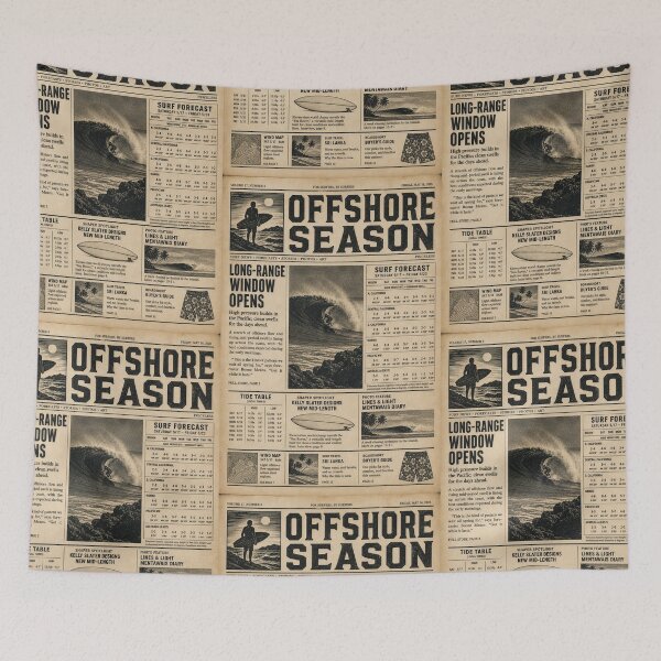 Item preview, Offshore Season Vintage Surf Zine Newspaper Print Art Poster Sticker Surfer Gift designed and sold by sharifex.