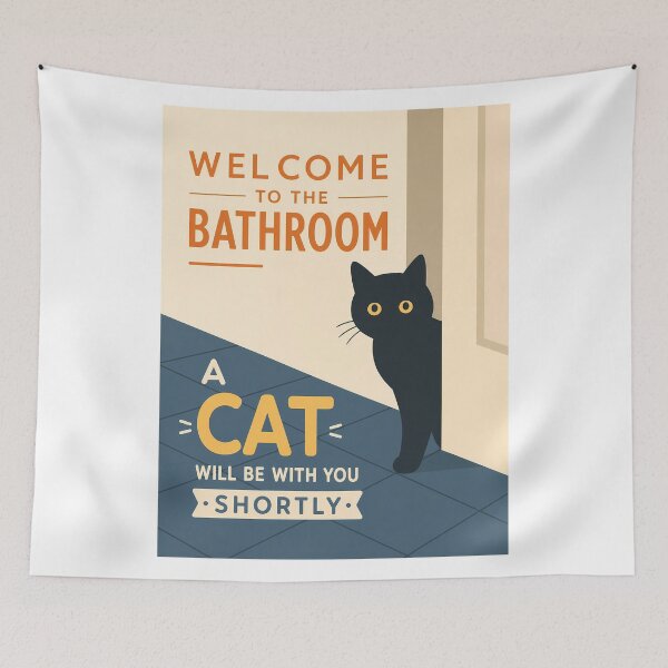 Item preview, Welcome to the Bathroom Funny Cat  designed and sold by PurrfectHome.