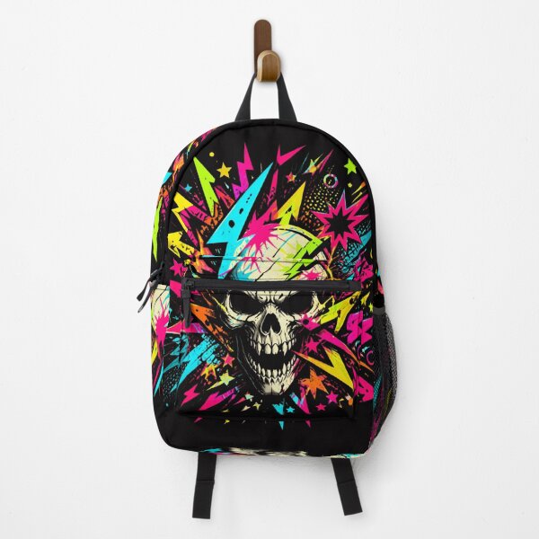 Item preview, Neon Skull Streetwear Graphic T-Shirt | Colorful Punk Pop Art Skeleton Design designed and sold by GraphicGlowTeesStore.
