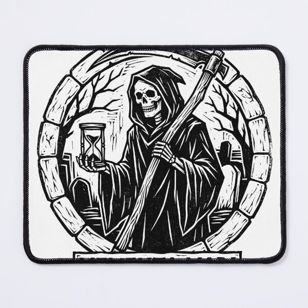 Item preview, Grim Reaper with Scythe and Hourglass in Stone Circle Frame designed and sold by MisteryDesigner.
