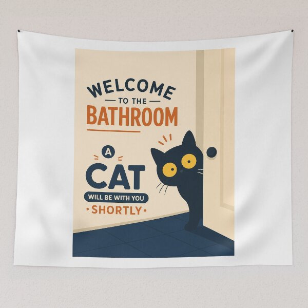Item preview, Welcome to the Bathroom Funny Cat  designed and sold by PurrfectHome.