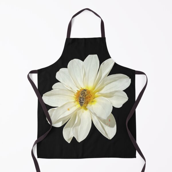 Item preview, White Dahlia Flower with Honeybee Pollinating designed and sold by BalkanBloom.