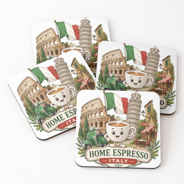 Item preview, Cute Italy Travel Coffee Mascot with Colosseum and Leaning Tower of Pisa designed and sold by TSshirtShoppe.