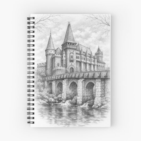 Item preview, Corvin Castle Pencil Sketch - Gothic Hunyad Fortress Art Print & Home Decor designed and sold by Bela Ambrus.