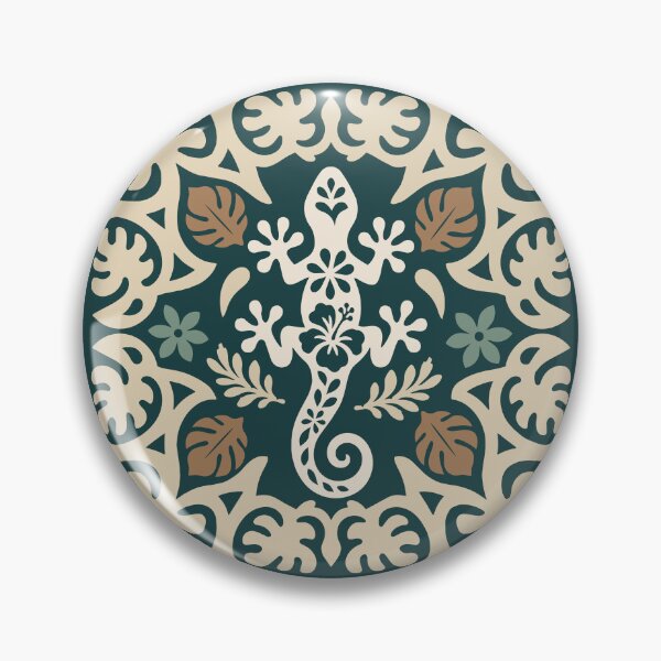 Item preview, Polynesian Gecko Tifaifai – Teal & Cream Tropical Lizard designed and sold by Tahitifaifai.