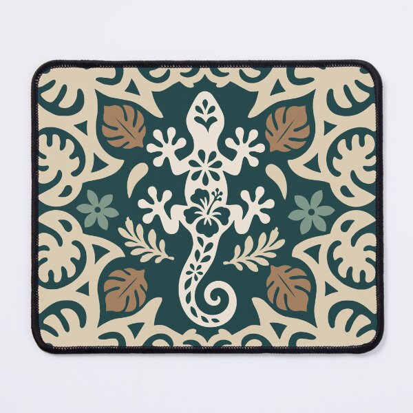 Item preview, Polynesian Gecko Tifaifai – Teal & Cream Tropical Lizard designed and sold by Tahitifaifai.