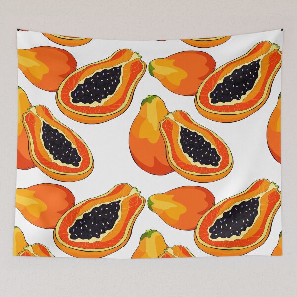 Item preview, Fresh Papaya Whole and Halved Tropical Art designed and sold by OrPolly.
