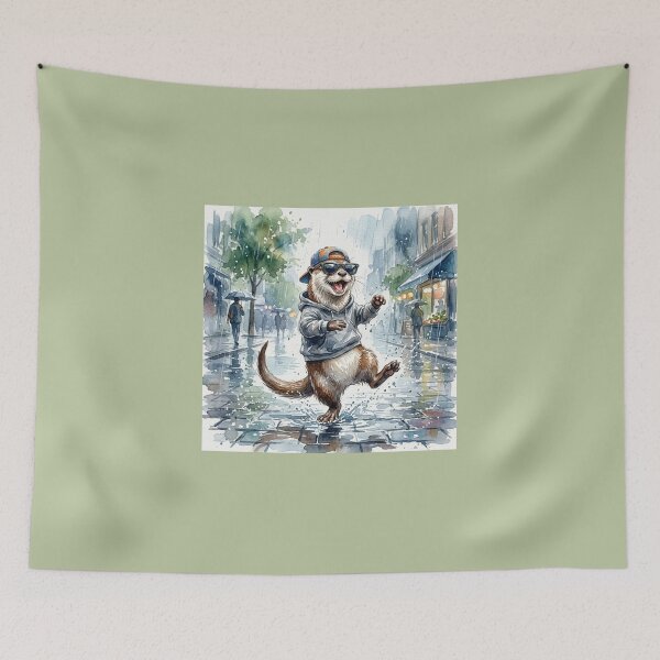 Item preview, Puddle Professional Otter – Funny Rain Lover Watercolor Cute Animal Hoodie Cartoon Sticker designed and sold by HOUSE OF TIST.