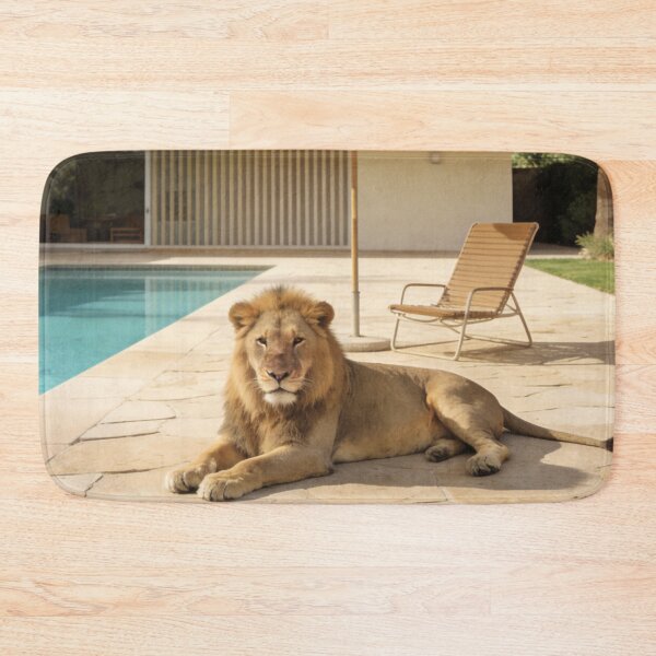 Item preview, Lion Photography Luxury Villa Pool Mountain Landscape Modern Architecture Summer Vacation Wildlife Travel Design designed and sold by Kzara Visual.