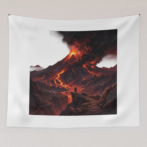 Item preview, Mount Doom Volcanic Landscape Lord of the Rings Dark Fantasy Poster designed and sold by LunaMarkos.