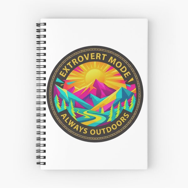 Item preview, Extrovert Mode Always Outdoors Geometric Mountain Badge designed and sold by GabeMountainArt.