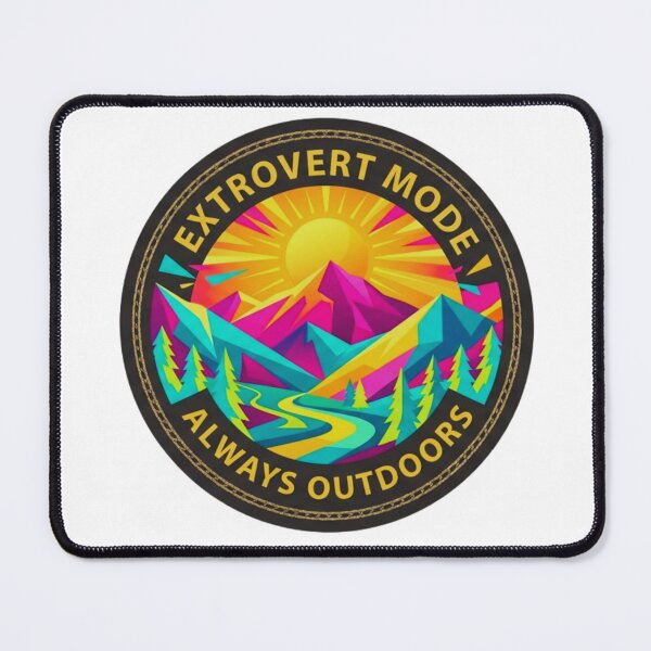 Item preview, Extrovert Mode Always Outdoors Geometric Mountain Badge designed and sold by GabeMountainArt.