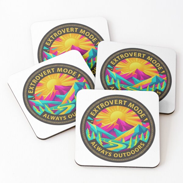 Item preview, Extrovert Mode Always Outdoors Geometric Mountain Badge designed and sold by GabeMountainArt.
