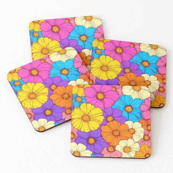 Item preview, Retro 1960's Happy Hippie Vibrant Colorful Flower Pattern designed and sold by DEC02.