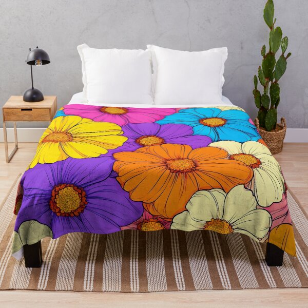 Item preview, Retro 1960's Happy Hippie Vibrant Colorful Flower Pattern designed and sold by DEC02.
