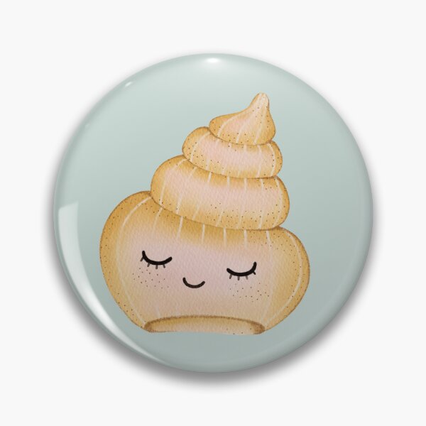 Item preview, Cute Sleepy Spiral Seashell Watercolor Sticker | Kawaii Ocean Shell Illustration designed and sold by SaitonG.