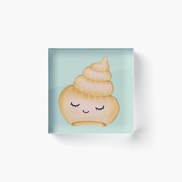 Item preview, Cute Sleepy Spiral Seashell Watercolor Sticker | Kawaii Ocean Shell Illustration designed and sold by SaitonG.