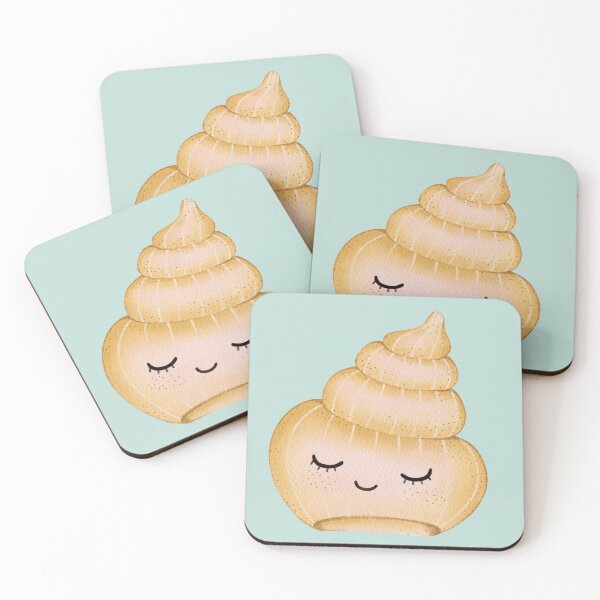 Item preview, Cute Sleepy Spiral Seashell Watercolor Sticker | Kawaii Ocean Shell Illustration designed and sold by SaitonG.
