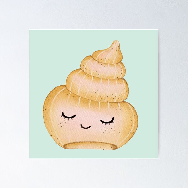 Aperçu de l'œuvre Autocollant aquarelle coquillage spirale mignon et endormi | Illustration kawaii de coquillage océan créée et vendue par SaitonG.