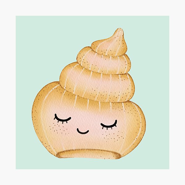 Item preview, Cute Sleepy Spiral Seashell Watercolor Sticker | Kawaii Ocean Shell Illustration designed and sold by SaitonG.