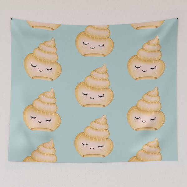 Item preview, Cute Sleepy Spiral Seashell Watercolor Sticker | Kawaii Ocean Shell Illustration designed and sold by SaitonG.