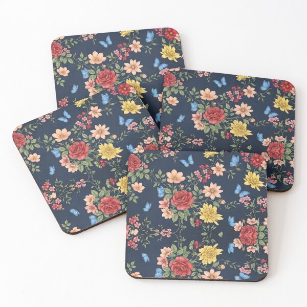 Aperçu de l'œuvre Esthétique luxueuse Dark Academia botanique florale et papillons bleus créée et vendue par MAGICKEY2024.