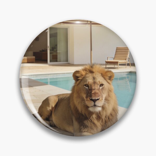 Item preview, Lion Photography Luxury Villa Poolside Mountain View Modern Architecture Summer Vacation Wildlife Travel Print designed and sold by Kzara Visual.