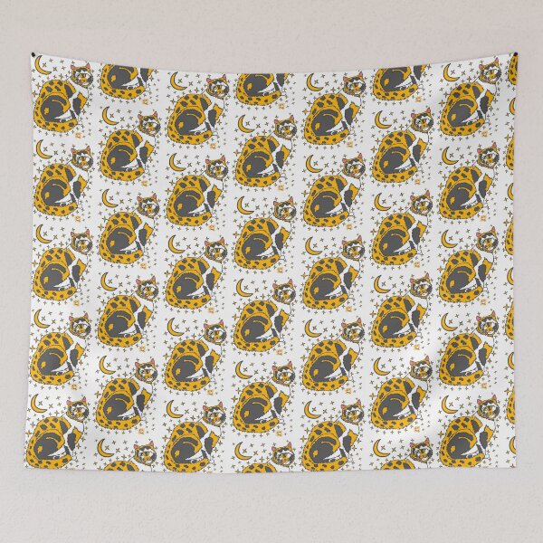 Item preview, Kitty Cat Moon and Stars Pattern designed and sold by Colmeia de Ideias.