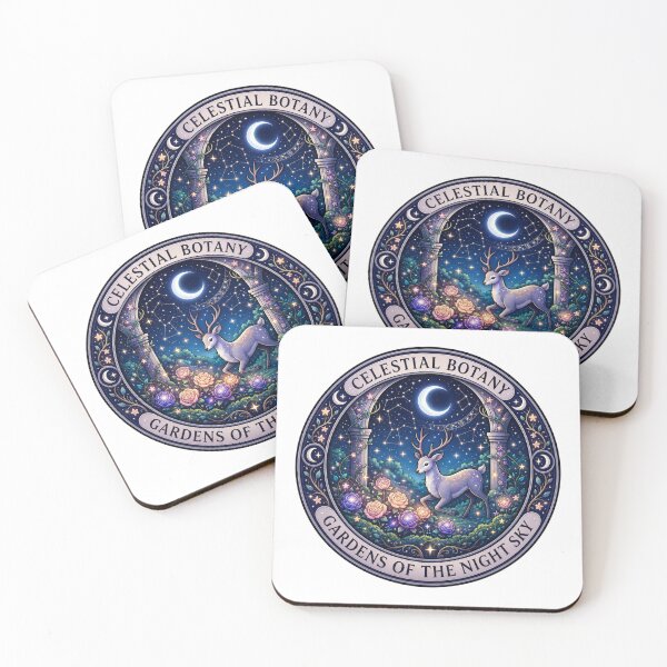 Item preview, Celestial Botany | Gardens of the Night Sky | Moonlit Stag & Cosmic Flowers | Fantasy Nature | Celestial Garden Gift designed and sold by MrDev.