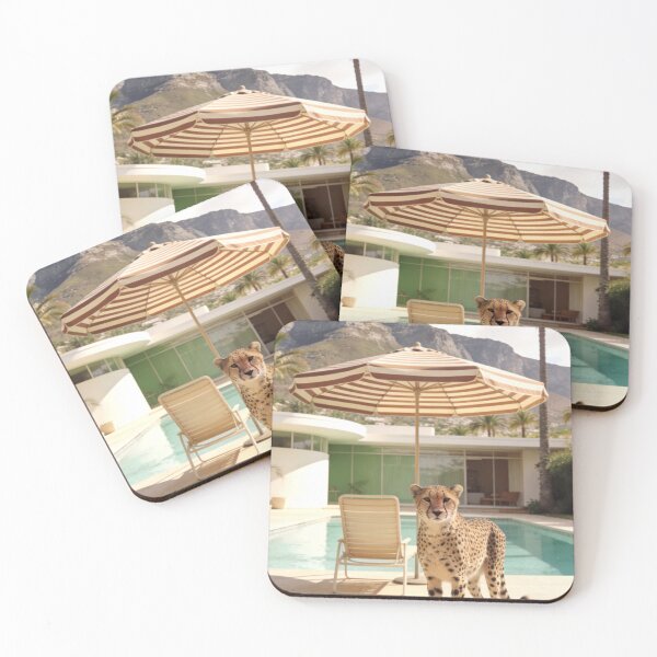 Item preview, Cheetah Photography Luxury Pool House Modern Architecture Tropical Vacation Wildlife Travel Summer Lifestyle Print designed and sold by Kzara Visual.