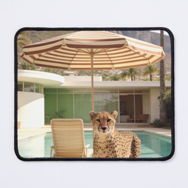 Item preview, Cheetah Photography Luxury Pool House Modern Architecture Tropical Vacation Wildlife Travel Summer Lifestyle Print designed and sold by Kzara Visual.