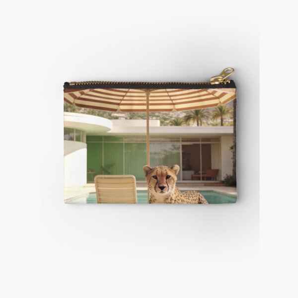 Item preview, Cheetah Photography Luxury Pool House Modern Architecture Tropical Vacation Wildlife Travel Summer Lifestyle Print designed and sold by Kzara Visual.