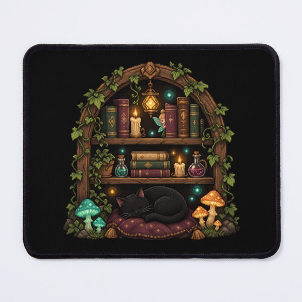 Item preview, Enchanted Bookshelf Cat Nook Pixel Art  designed and sold by Sketchlegacy.