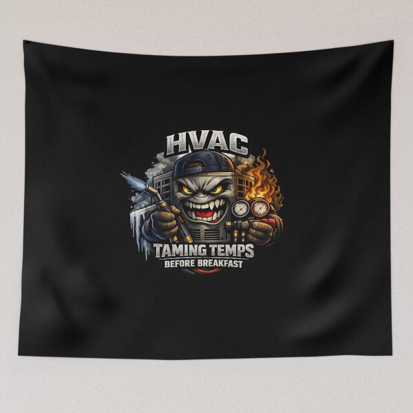 Item preview, HVAC Tech Mascot - Heating and Cooling Cartoon Design designed and sold by FrozenHeat97.